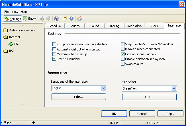 Flexiblesoft Dialer XP Lite - Account Settings