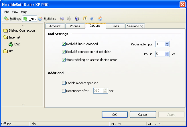Flexiblesoft Dialer XP PRO - Redial Options