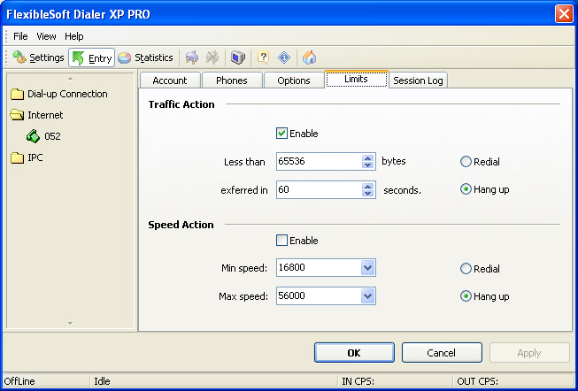 Flexiblesoft Dialer XP PRO - Limits Settings